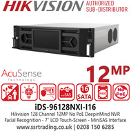128 Channel NVR Hikvision Facial Recognition DeepInMind 12MP No PoE 128Ch NVR with 16 SATA Interface, 2 miniSAS Interfaces - iDS-96128NXI-I16