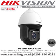 Hikvision 8MP 4K 36x Optical Zoom 200M IR Darkfighter, Wiper Network IR Speed Dome PTZ Camera - DS-2DF8836IX-AELW 
