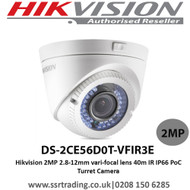 Hikvision DS-2CE56D0T-VFIR3E 2MP 2.8-12mm varifocal lens 40m IR IP66 PoC Turret Camera 