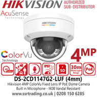 Hikvision 4MP ColorVu IP Dome Camera - DS-2CD1147G2-LUF