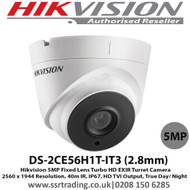 Hikvision DS-2CE56H1T-IT3 5MP 2.8mm Fixed Lens 40m IR EXIR Turret Camera