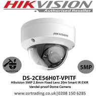 Hikvision DS-2CE56H0T-VPITF 5MP 2.8mm Fixed Lens 20m IR EXIR Vandal-proof Dome Camera 