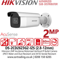 Hikvision DS-2CD2623G2-IZS 2MP AcuSense 2.8-12mm Motorized Varifocal IP Bullet Camera With H.265+ Compression