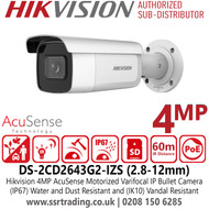Hikvision DS-2CD2643G2-IZS 4MP AcuSense 2.8-12mm Motorized Varifocal IP Bullet Camera With H.265+ Compression