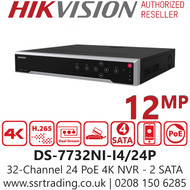 Hikvision 32 Channel 12MP 4K 24x PoE 4 SATA NVR DS-7732NI-I4/24P