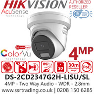 Hikvision 4MP PoE Camera - DS-2CD2347G2H-LISU/SL(2.8mm)