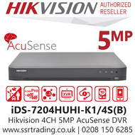 Hikvision 4Ch 5MP AcuSense AoC DVR - iDS-7204HUHI-K1/4S(B) 