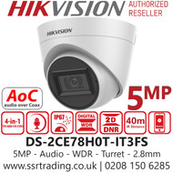 Hikvision 5MP Audio AoC Turret Camera - DS-2CE78H0T-IT3FS (2.8mm)