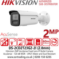 Hikvision DS-2CD2T23G2-2I 2MP AcuSense IP Bullet Camera With 2.8mm Fixed Lens, H.265+ Compression