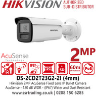 Hikvision 2MP AcuSense IP Bullet Camera With 4mm Fixed Lens, Water and Dust Resistant (IP67), WDR - DS-2CD2T23G2-2I(4mm)