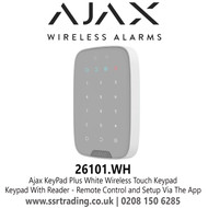 Ajax 26101.WH KeyPad Plus White Wireless Touch Keypad Supporting Encrypted Contactless Cards and Key Fobs