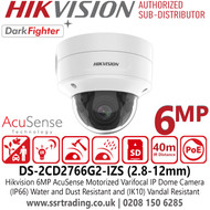 Hikvision DS-2CD2766G2-IZS 6MP AcuSense DarkFighter IP Dome Camera With 2.8-12mm Motorized Varifocal Lens