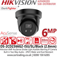 Hikvision 6MP IP Black Turret Camera - DS-2CD2366G2-ISU/SL