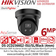 Hikvision 6MP PoE Black Turret Camera - DS-2CD2366G2-ISU/SL