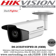  Hikvision  DS-2CD2T45FWD-I8 4MP 4mm Fixed Lens 80m IR Darfighter Built-in microSD/SDHC/SDXC card slot IP67 Network Bullet Camera 