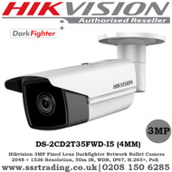 Hikvision DS-2CD2T35FWD-I5  3MP 4mm Fixed Lens 50m IR Darkfighter IP67 WDR Support on-board storage, up to 128 GB EASYIP 3.0 Network Bullet Camera 