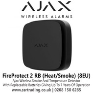 Ajax Wireless Fire Detector With Heat And Smoke Sensors Color in Black, Version With Replaceable Batteries Giving Up To 7 Years Of Operation - Ajax FireProtect 2 RB (Heat/Smoke) (8EU)