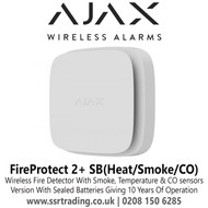 Ajax Wireless Fire Detector With Heat, Smoke, And CO Sensors, Version With Sealed Batteries Giving 10 Years Of Operation - Ajax FireProtect 2+ SB (Heat/Smoke/CO) (8EU)