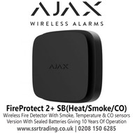 Ajax Wireless Fire Detector With Heat, Smoke, And CO Sensors Color in Black, Version With Sealed Batteries Giving 10 Years Of Operation - Ajax FireProtect 2+ SB (Heat/Smoke/CO) (8EU)