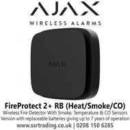 Ajax Wireless Fire Detector With Smoke, Temperature & CO Sensors Color in Black, Version With Replaceable Batteries Giving Up To 7 Years Of Operation - Ajax FireProtect 2+ RB (Heat/Smoke/CO) (8EU)