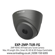 Express 2MP HDVCI IR Turret Grey Camera With 2.8mm Fixed Lens, Max. IR Length 20m, Smart IR, HD and SD Output Switchable, 4 Signals Over 1 Coaxial Cable, 20m IR Distance - EXP-2MP-TUR-FG(2.8mm)