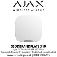  Ajax SSDDBRANDPLATE X10 White, Brandplate Mounts On StreetSiren DoubleDeck Using A Clip Lock