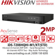 Hikvision 8 Channel 1080p H.265 AcuSense DVR -  iDS-7208HQHI-M1/XT(STD)