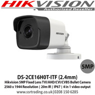 Hikvision DS-2CE16H0T-ITF 5MP 2.4mm fixed lens 20m IR  IP67 EXIR TVI Bullet Camera