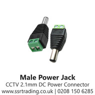 CCTV  2.1mm DC Power Adaptor Connector Jack Plug Male.