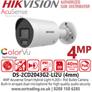 Hikvision 4MP Acusense Smart Hybrid Light IP Camera - DS-2CD2043G2-LI2U (4mm)