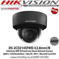 Hikvision DS-2CD2145FWD-I(2.8mm)/B  4MP 2.8mm Fixed Lens 30m IR Darkfighter IP67 Built-in microSD/SDHC/SDXC card slot, up to 128 GB Network Dome Camera