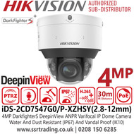 Hikvision iDS-2CD7547G0/P-XZHSY 4MP DarkfighterS DeepinView ANPR Motorized Varifocal IP PoE Dome Camera 