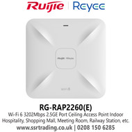 Wi-Fi 6 3202Mbps,2.5GE Port,160 MHz Ceiling Access Point Indoor  Hospitality, Restaurant, Shopping Mall, Meeting Room, Railway Station - (RG-RAP2260(E))