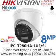 HiLook - IPC-T280HA-LUF/SL (2.8mm) 8MP Smart Hybrid Light Turret PoE Camera - Built-in two-way audio