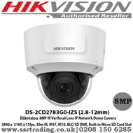 Hikvision DS-2CD2783G0-IZS  8MP 4K 2.8-12 mm varifocal lens 30m IR EASYIP 2.0 IP Network Dome Camera 