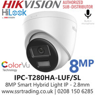 HiLook 8MP/4K Smart Hybrid Light Turret PoE Camera - IPC-T280HA-LUF/SL (2.8mm)