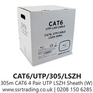 305m CAT6 4 Pair UTP White LSZH Sheath - (CAT6/UTP/305/LSZH/WHITE))