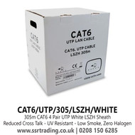 305m CAT6 4 Pair UTP White LSZH Sheath - CAT6/UTP/305/LSZH/WHITE