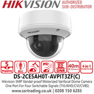 Hikvision 5MP Vandal-proof Motorized Varifocal Lens 4-in-1 Dome Camera - DS-2CE5AH0T-AVPIT3ZF(C)