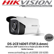 Hikvision - DS-2CE16D0T-IT5F 2MP 3.6mm 4-in-1 Fixed Lens 80m IR IP66 Bullet Camera