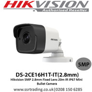 Hikvision DS-2CE16H1T-IT 5MP 2.8mm Fixed Lens 20m IR IP67 Mini Bullet Camera