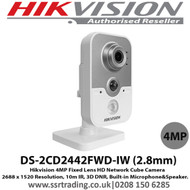 Hikvision DS-2CD2442FWD-IW 4MP 2.8mm Cube Network Camera with IR, wifi & built in microphone/speakers