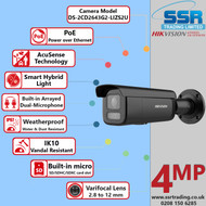 Hikvision 4MP Acusense Smart Hybrid Light PoE Camera - Water and Dust Resistance (IP67) and Vandal Resistance (IK10) - DS-2CD2643G2-LIZS2U/Black (2.8-12mm)
