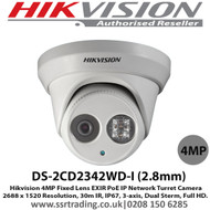 Hikvision DS-2CD2342WD-I 4MP 2.8mm fixed lens 30m IR PoE IR IP Network Turret Camera