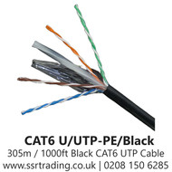 305m / 1000ft Black CAT6 UTP Cable (CAT6 U/UTP-PE/Black)