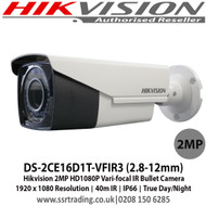 Hikvision DS-2CE16D1T-VFIR3 2MP 2.8-12mm vari-focal lens 40m IR IP66 Outdoor TVI Bullet Camera