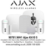 Ajax Kit10 S White - Devices Included in Kit: Hub 2 (2G), MotionCam S (PhOD) Jeweller 2 pcs, DoorProtect S, KeyPad Plus S, StreetSiren DoubleDeck, HomeSiren S