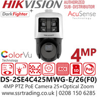 Hikvision TandemVu 6+4MP 25X Colorful & IR Panoramic & PTZ IP PoE Camera - DS-2SE4C425MWG-E/26(F0)