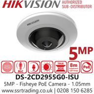 Hikvision 5MP Fisheye PoE IP Camera with 1.05mm Lens - DS-2CD2955G0-ISU