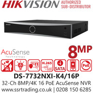 DS-7732NXI-K4/16P Hikvision 32 Ch 1.5U 16 PoE K Series AcuSense 4K NVR 